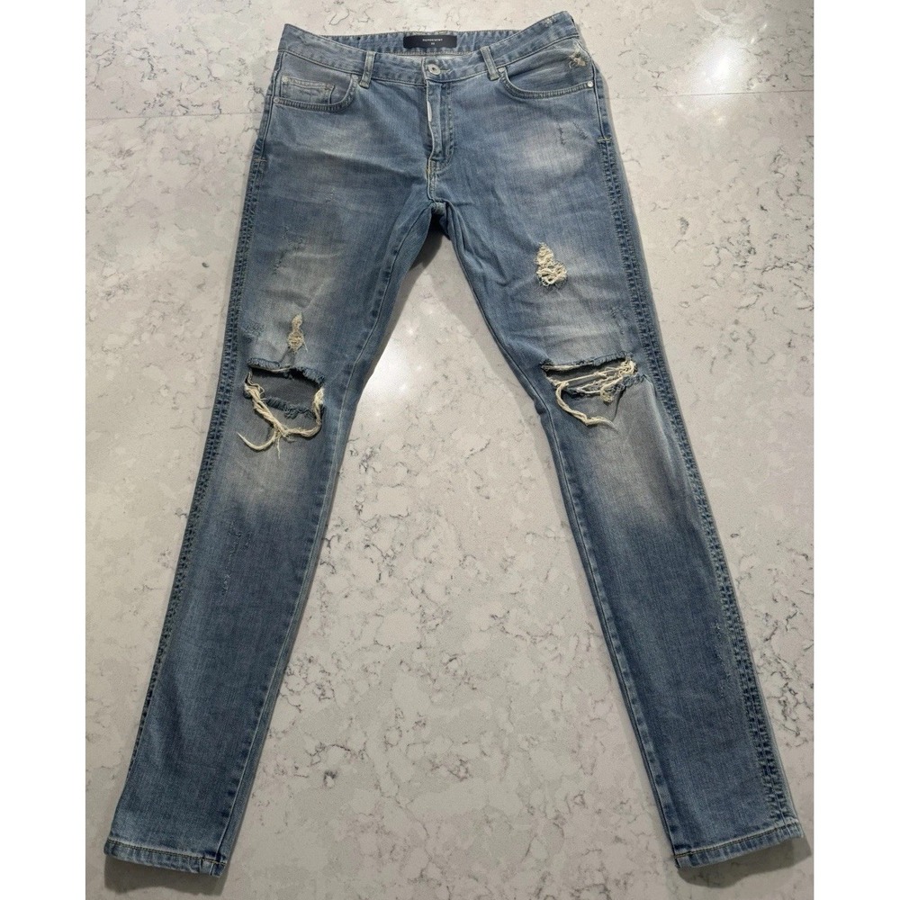 Represent Jeans Mens 32 Blue Medium Wash Slim Fit Distressed UK Streetwear